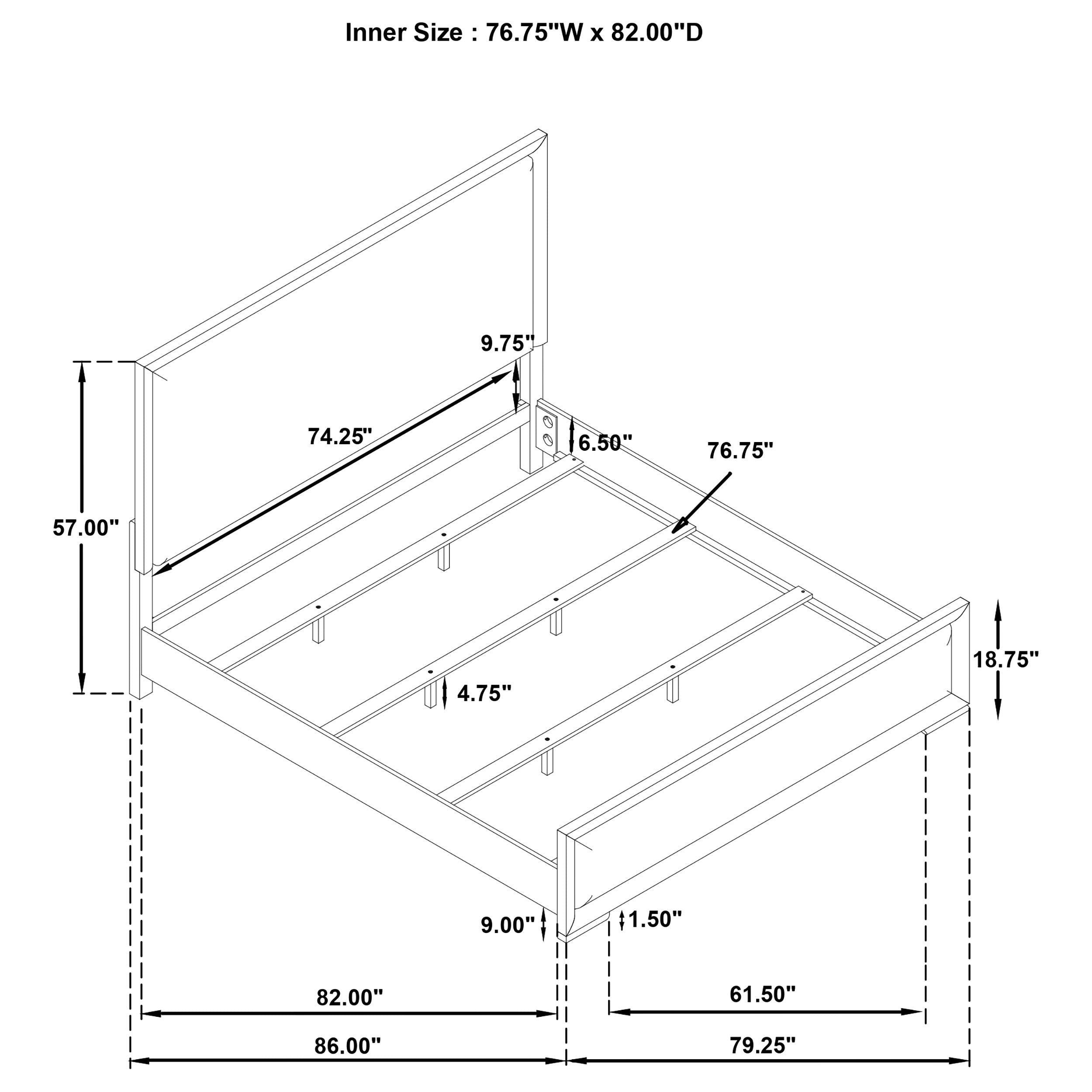 Gracemont 57-inch Eastern King Panel Bed Grey and White — view 11