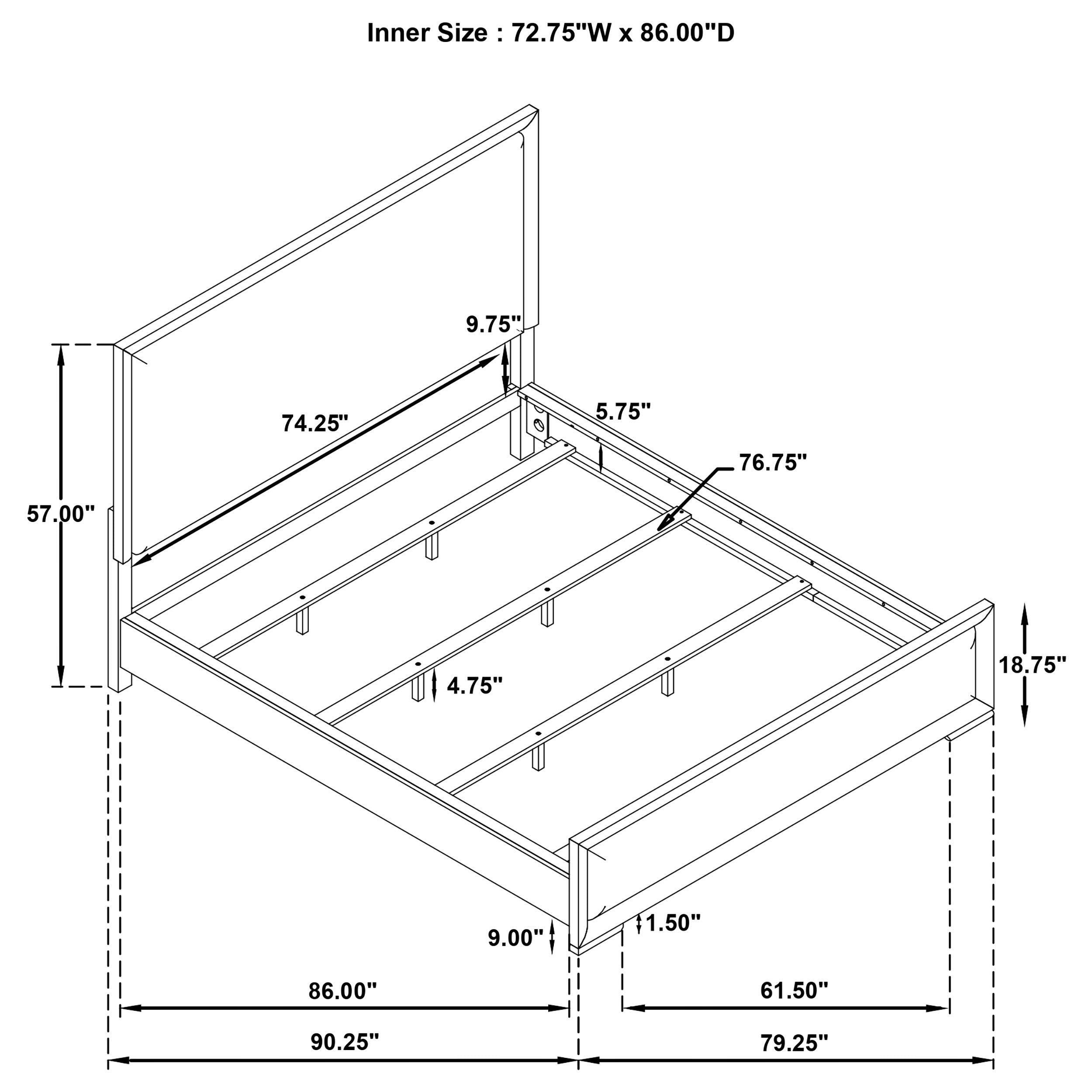 Gracemont 57-inch California King Panel Bed Grey and White — view 11