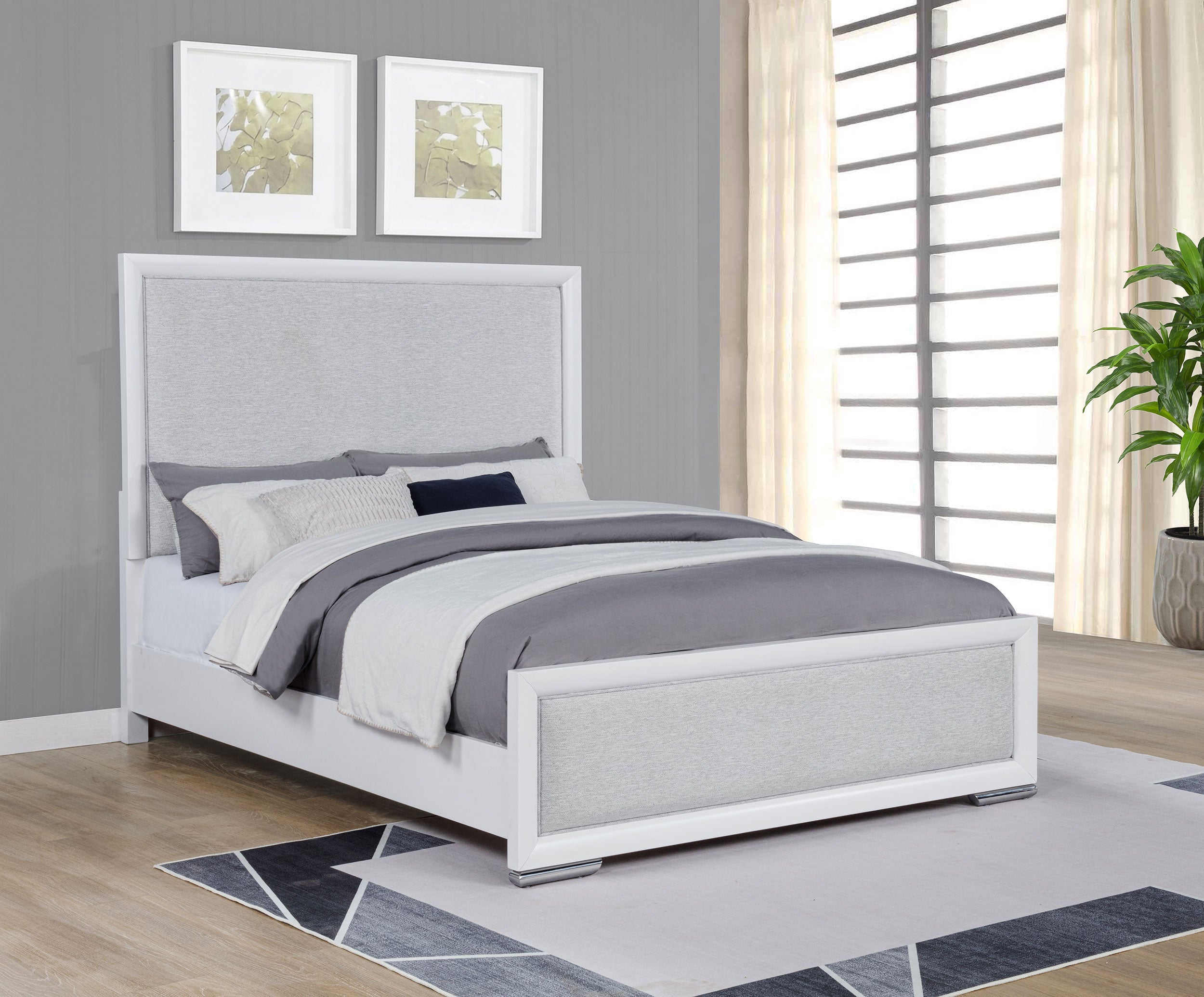 Gracemont 57-inch Queen Panel Bed Grey and White — view 2