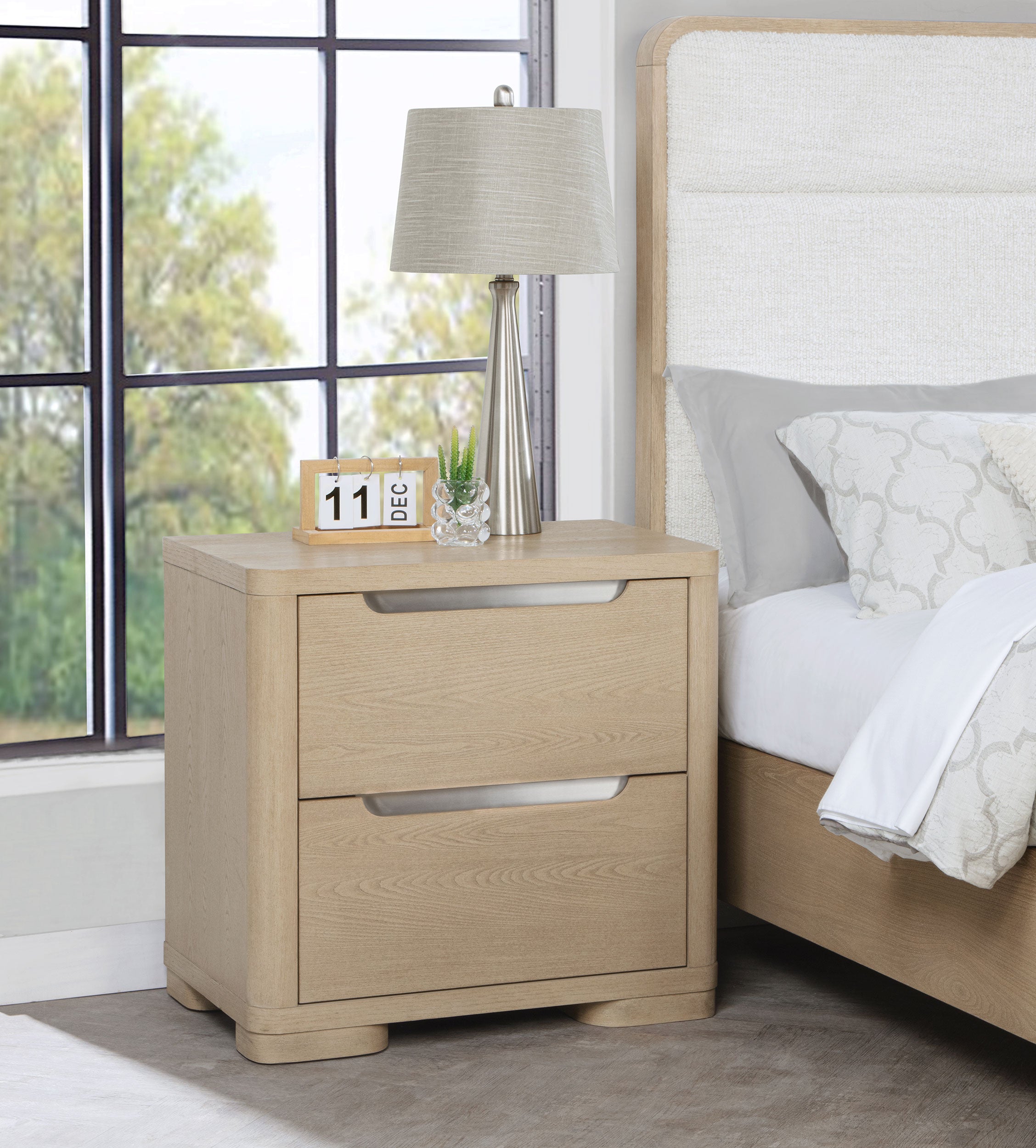 Ladera 2-drawer Nightstand Bedside Table Light Elm — view 2