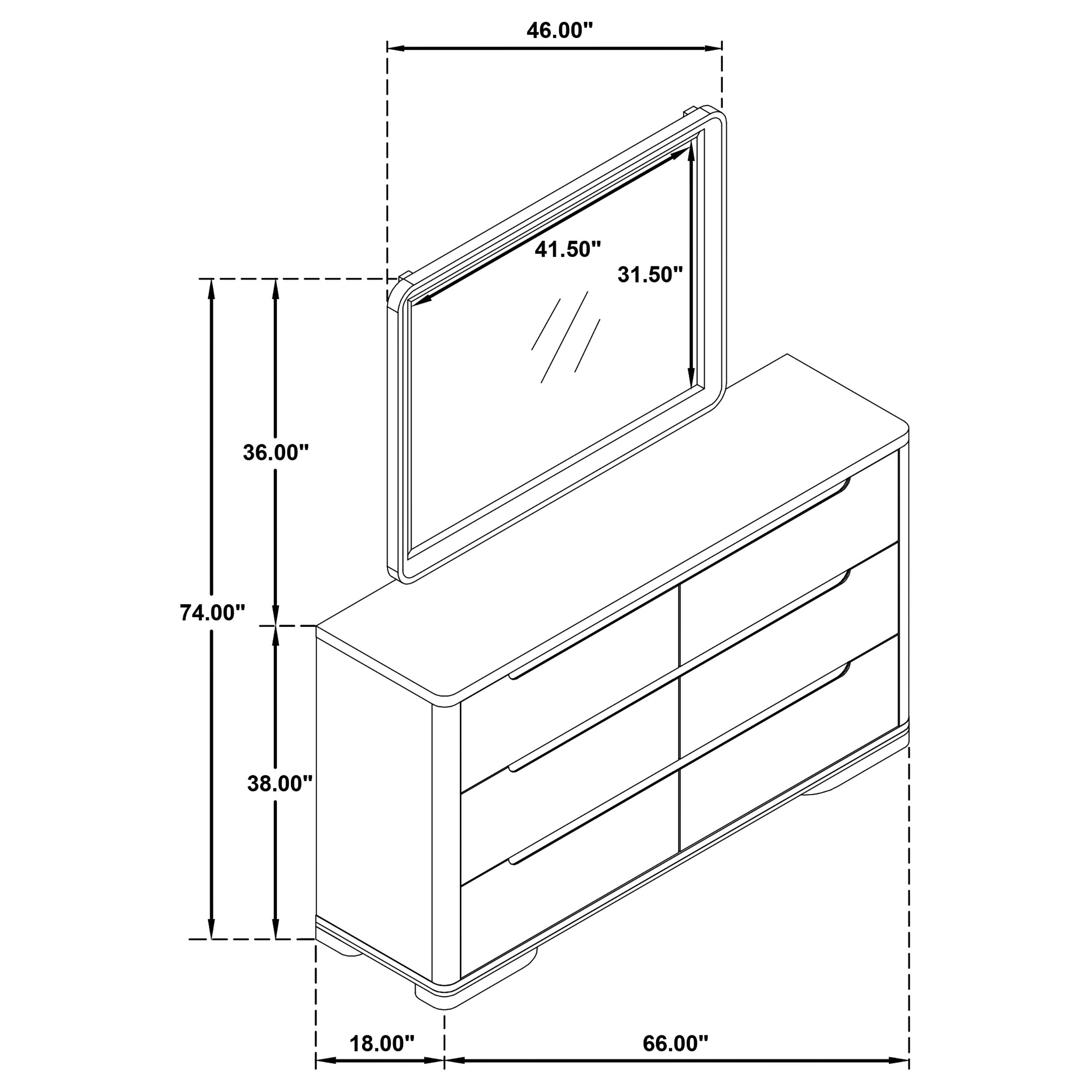 Ladera 6-drawer Bedroom Dresser and Mirror Light Elm — view 12