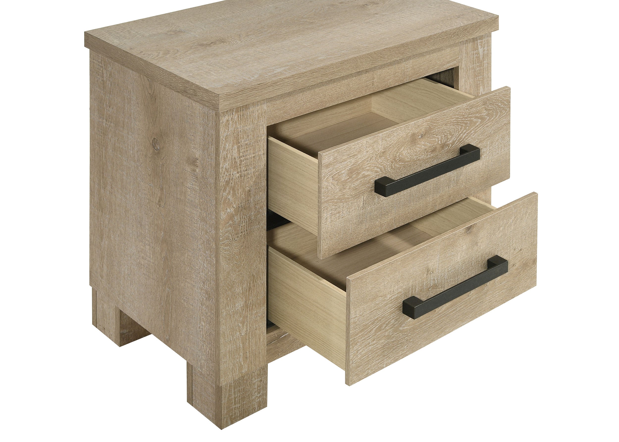 Oakglen 2-drawer Nightstand Bedside Table Weathered Oak — view 10