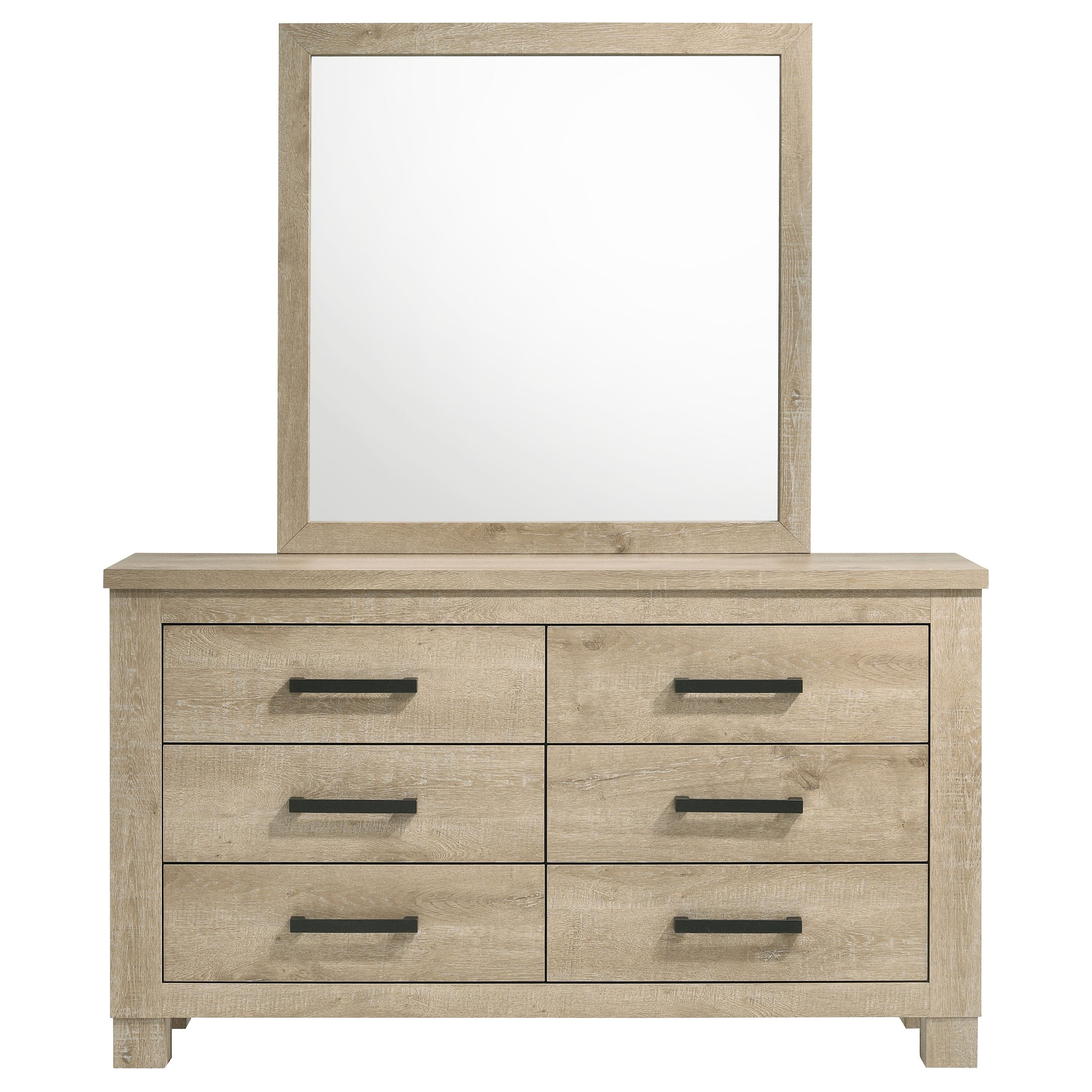 Oakglen 6-drawer Bedroom Dresser and Mirror Weathered Oak — view 3