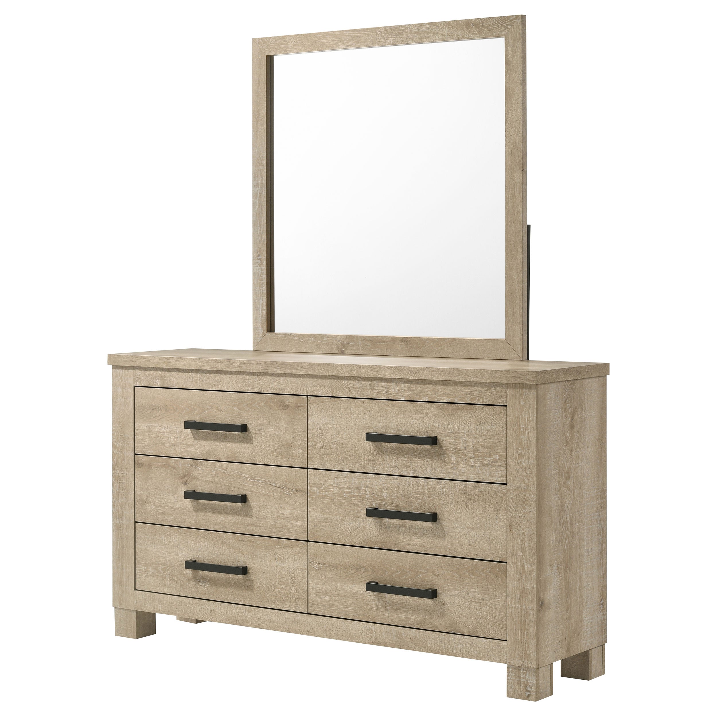 Oakglen 6-drawer Bedroom Dresser and Mirror Weathered Oak — view 4