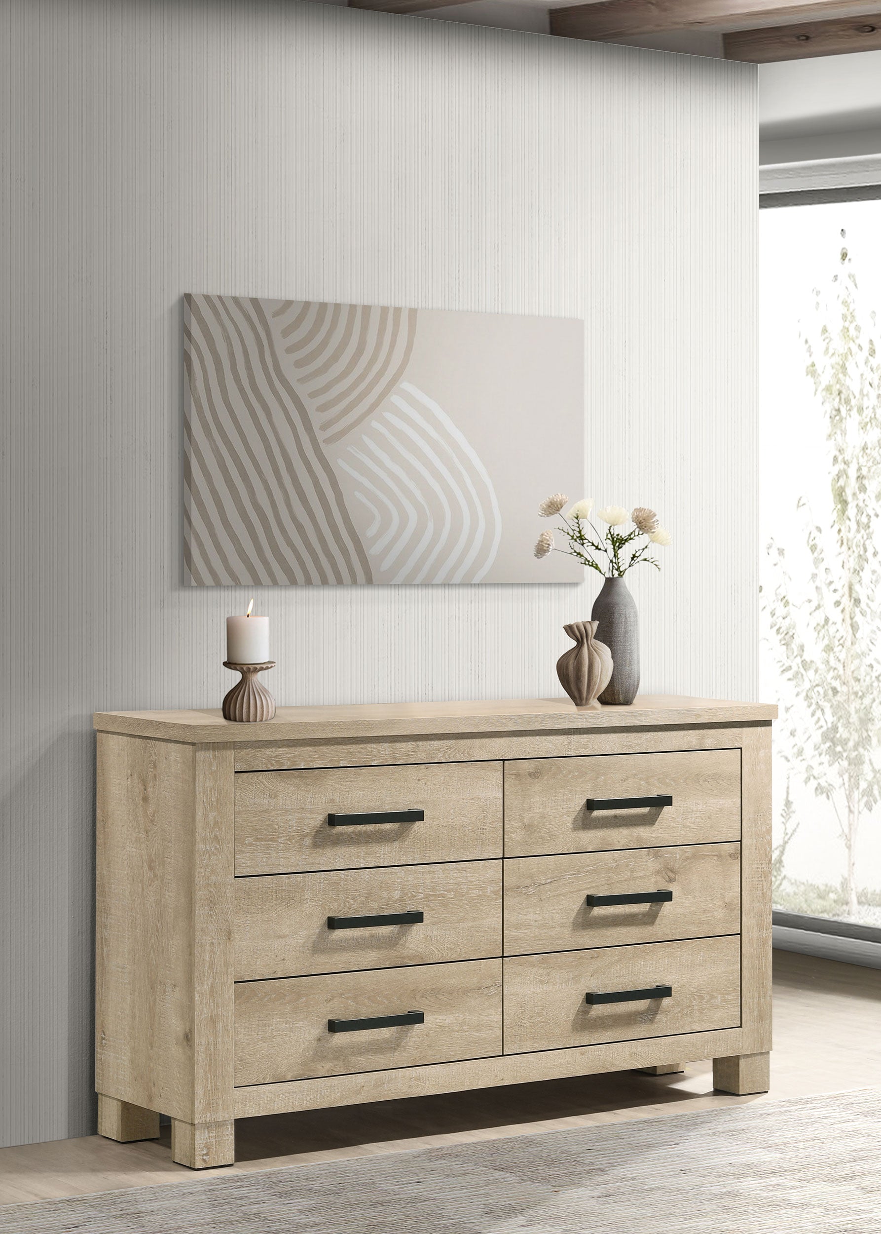 Oakglen 6-drawer Bedroom Dresser Weathered Oak — view 2