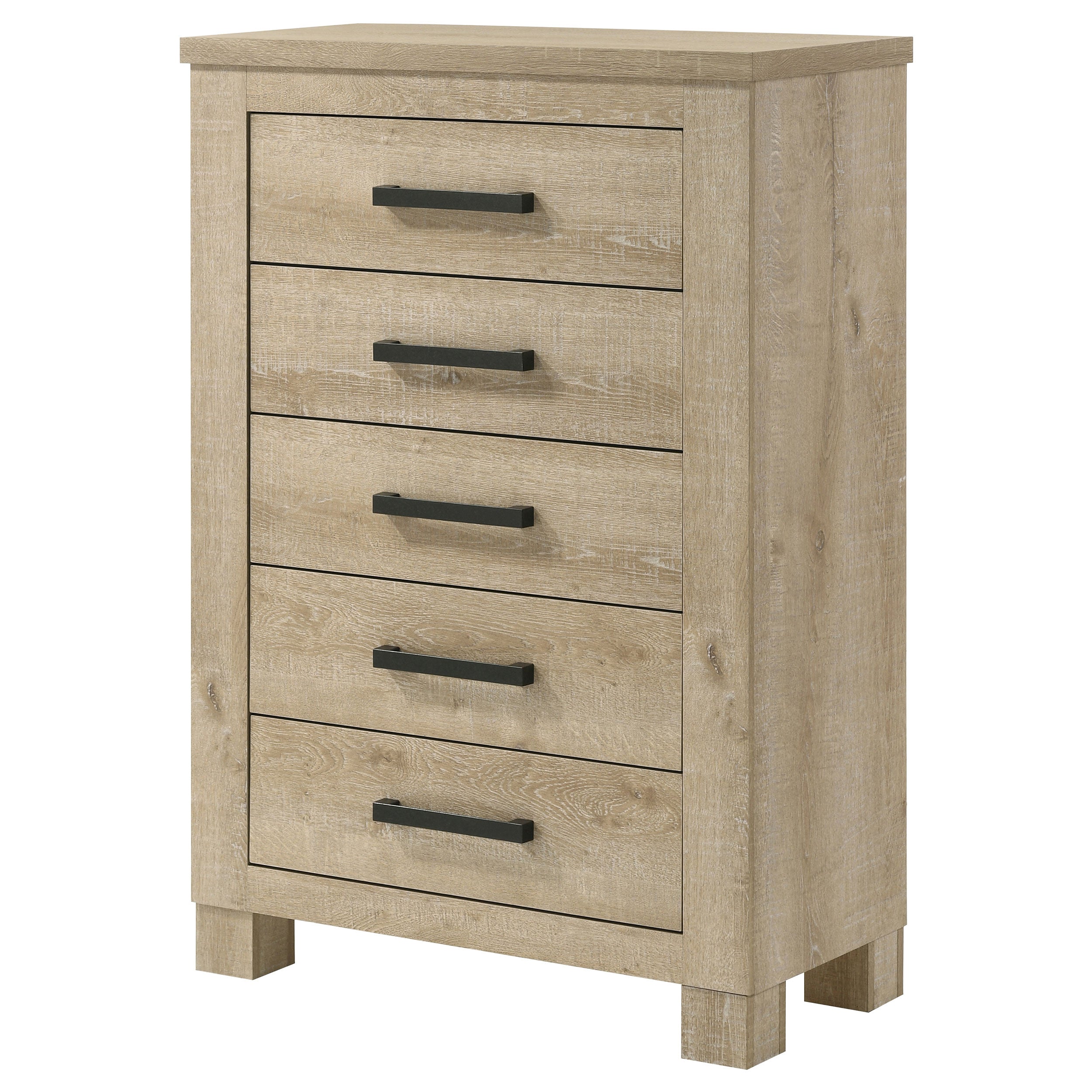 Oakglen 5-drawer Bedroom Chest of Drawers Weathered Oak — view 4