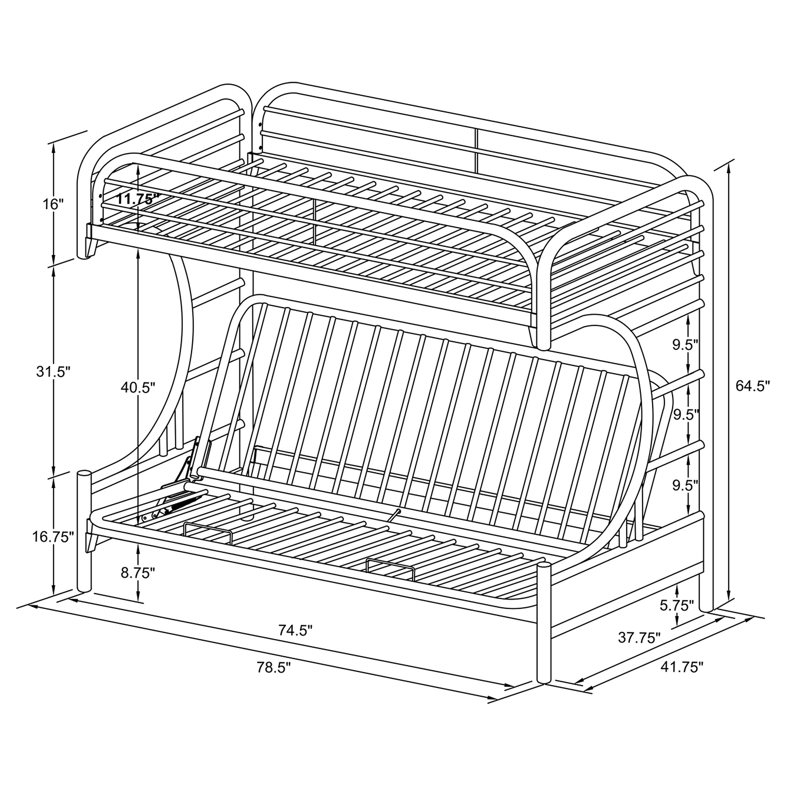 Montgomery Metal Twin Over Futon Bunk Bed Black — view 3