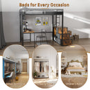 Heavy Duty Full Loft Bed With Desk & USB Charging Metal Frame With Storage Drawers And Staircase - Black