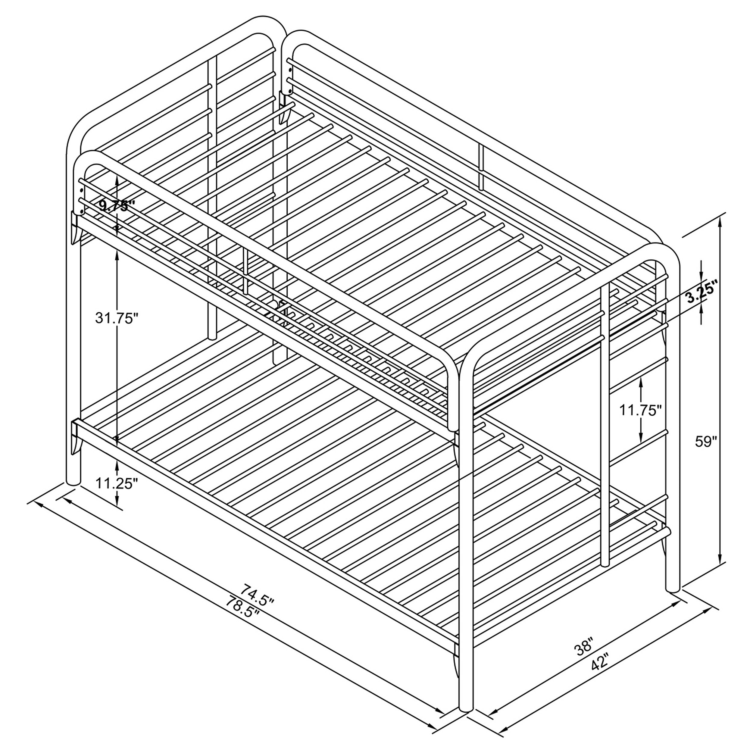 Morgan Metal Twin Over Twin Bunk Bed Silver — view 9