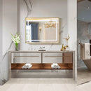 LED Bathroom Beveled Mirror, 3000 - 6000K Gradient Front And Backlit LED Mirror For Bathroom, 3 Colors Dimmable, Ip54 Enhanced Anti Fog