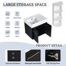 Modern Wall Mounted Bathroom Vanity With Thick Edge Resin Sink And Storage Rack