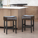 Soltique - Backless Dining Counter Stool With Nailhead Trim (Set of 2)