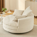 360° Swivel Accent Barrel Chair With Dual Layer Cushion And 3 Removable Pillows