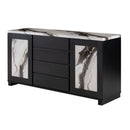 Stacey - Buffet With Storage Drawers And Marble Detailing - Black / Marble