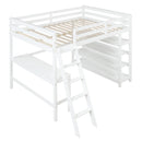 Loft Bed Full with desk,ladder,shelves , White