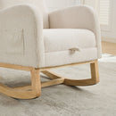 High Back Glider Rocking Chair With Retractable Footrest And Rubber Wood Legs