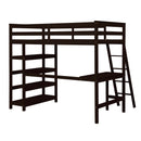 Twin Loft Bed with desk,ladder,shelves , Espresso