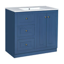 Bathroom Vanity With Ceramic Sink, Bathroom Storage Cabinet With 2 Drawers & Shelf, Freestanding Bathroom Cabinet - Blue