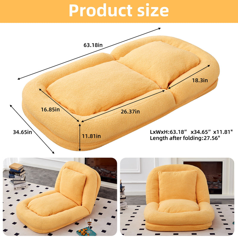 Contemporary Folding Sofa Chair With 5 Adjustable Positions For Gaming, Meditation, And Relaxation
