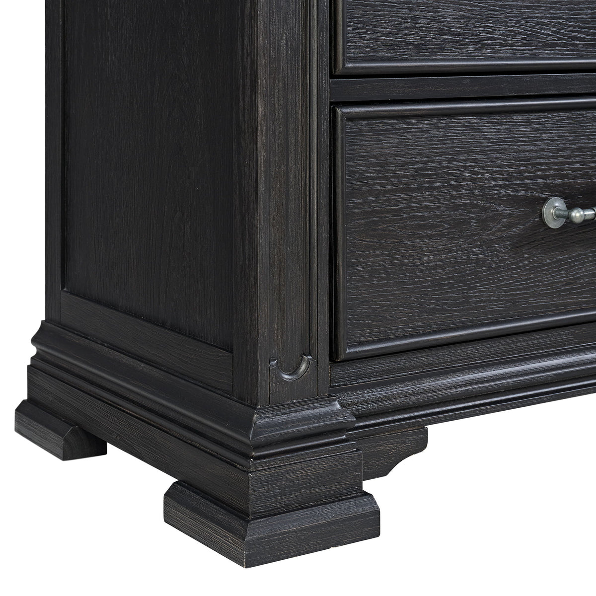 Kings Court 3-Drawer Nightstand (Sliding Top) in Black by Elements International, view 7