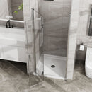 Bifold Frameless Glass Shower Door With Pivot Swing Panel, Tempered Clear Glass