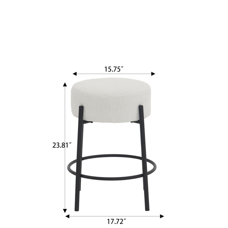 Round Bar Stools (Set of 2), Contemporary Upholstered Dining Stools For Kitchens, Coffee Shops And Bar Stores