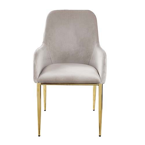 Barnard - Side Chair (Set of 2) - Gray Velvet & Mirrored Gold Finish - Atlantic Fine Furniture Inc