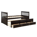 TOPMAX Captain's Bed Twin Daybed with Trundle Bed and Storage Drawers, Espresso