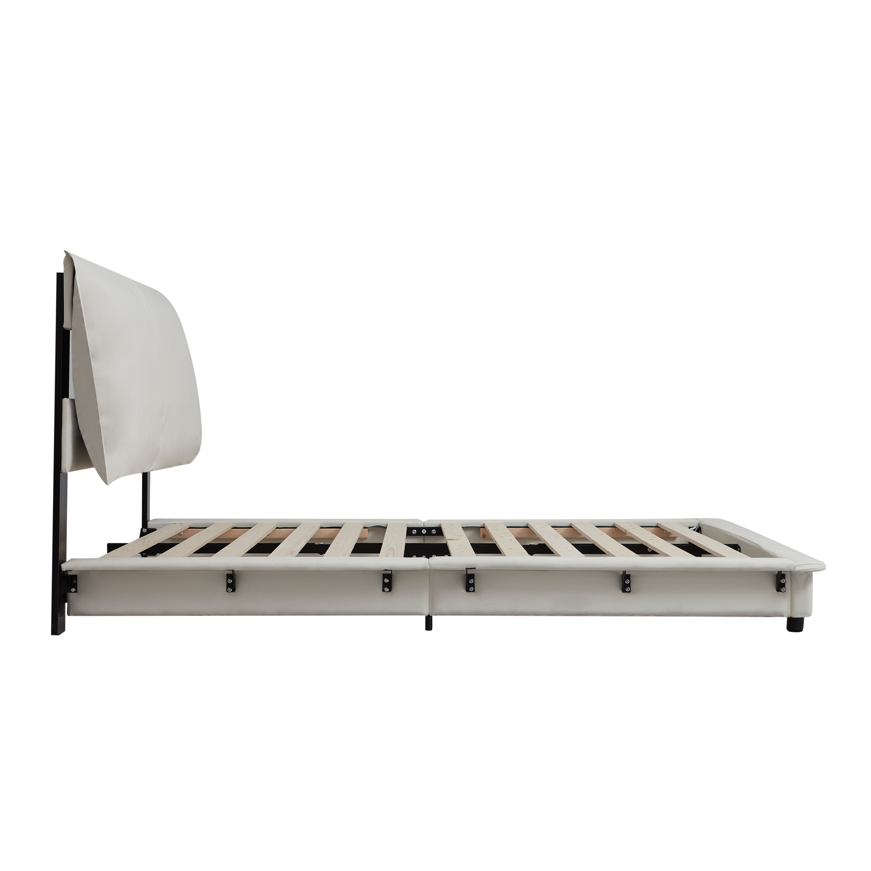 Full Size Upholstered Platform Bed with Sensor Light and Ergonomic Design Backrests, White - Atlantic Fine Furniture Melbourne FL