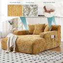 Chenille Interior Lazy Sofa Chaise Longue Armchair With 3 Pillows And Armrests