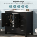 Bathroom Vanity With Ceramic Sink Combo, Abundant Storage Cabinet 2 Soft Close Doors And 5 Drawers