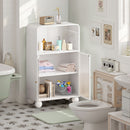 Storage Cabinet With Shelves And Glass Door, Freestanding Organizer For Bathroom - White