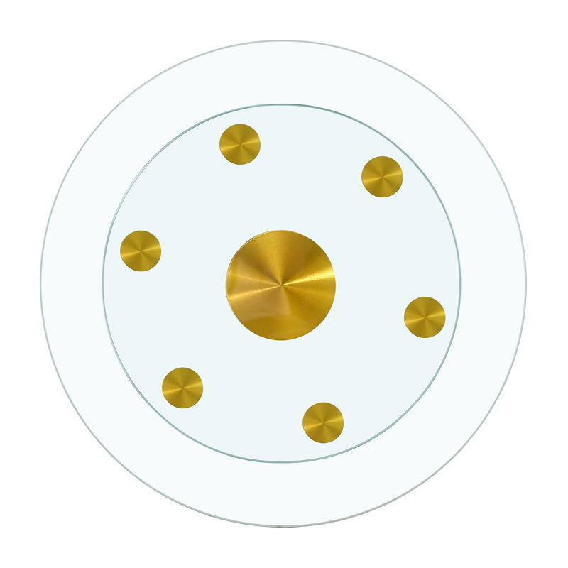 Double Layer Rotatable Round Glass Plate - Gold / Transparent