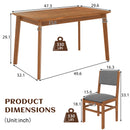 5 Pieces Rectangle Wooden Dining Table Set, Mid Century Modern Kitchen Table And 4 Upholstered Chairs For Home, Saving Space - Brown / Gray