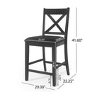 Farmhouse Style Counter Height Chair With Upholstered Seat