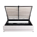 Upholstered Bed With Hydraulic Storage System And LED Light, With Sockets And USB Ports