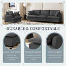 Living Room Set Modular Sectional Couch, Upholstered Sofa & Armchair & Movable Ottoman