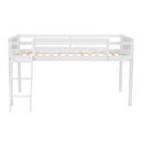 Twin Size Wood Loft Bed with Ladder, ladder can be placed on the left or right, White