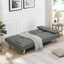 Modern Sofa Bed With Armrest 2 Holders, Wood Frame & Stainless Leg