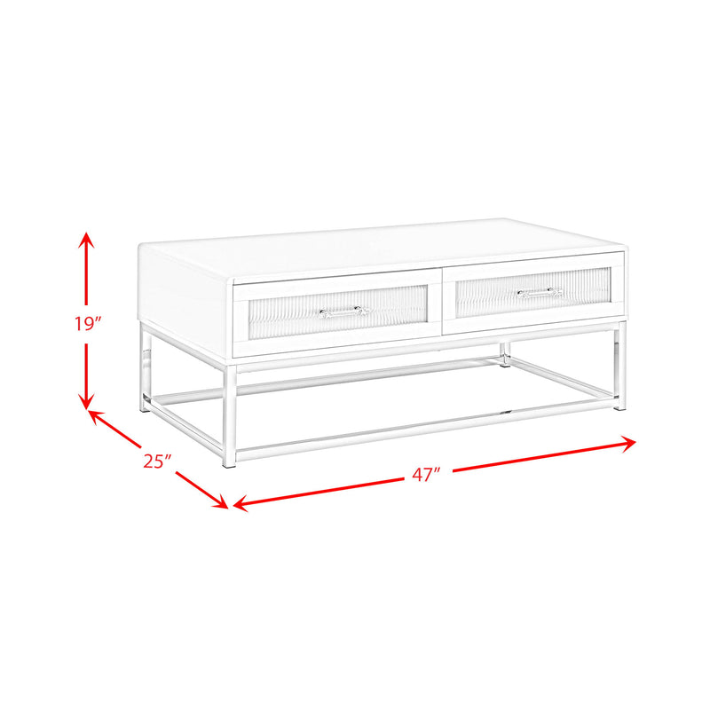 Chandra - Coffee Table With LED And Battery Pack - Glossy White