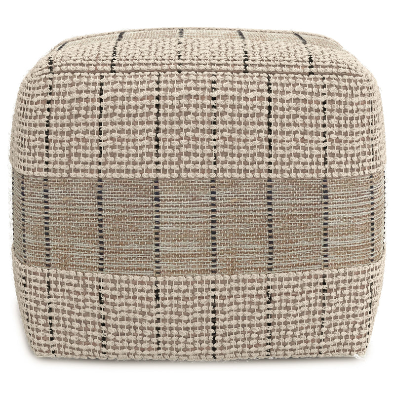 Elmer - Square Woven Pouf - Natural / Gray