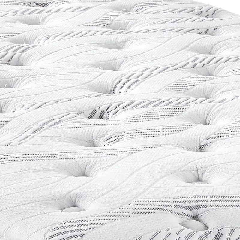 10" Queen Quilted Hybrid Mattress, Medium Firm - Black / White