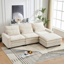 Modern Comfy Chenille L Shaped Sectional Sofa With Movable Ottoman