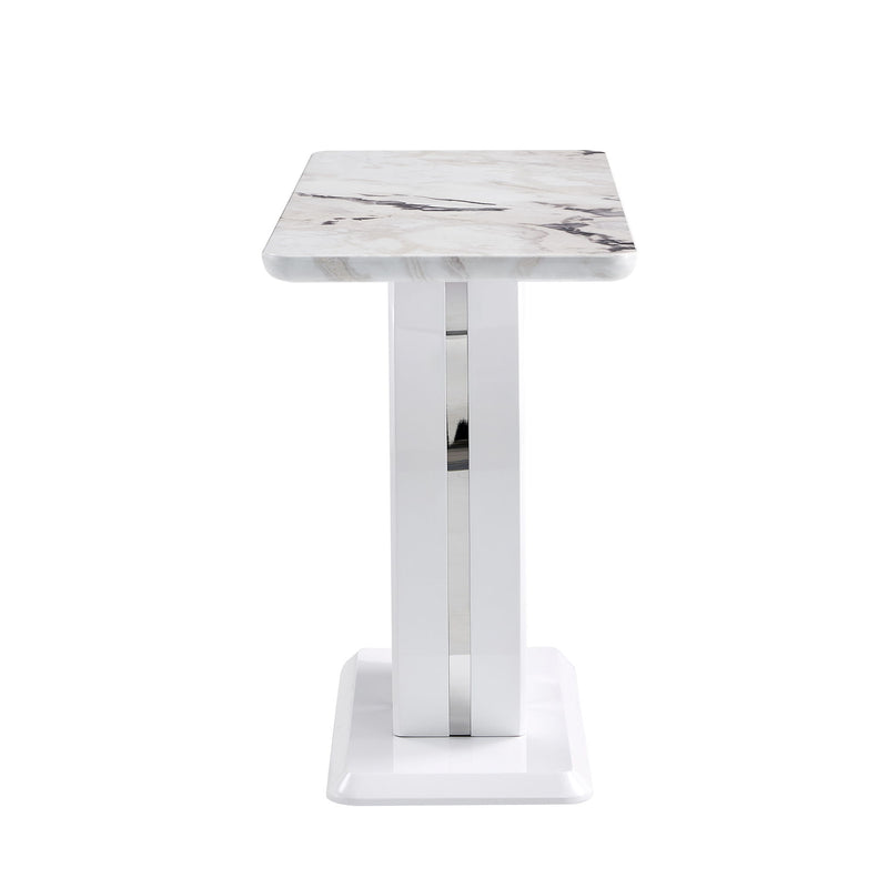Modern Simple Glossy Rectangular Counter Bar Table For Living Room Bedroom Office Bathroom - White