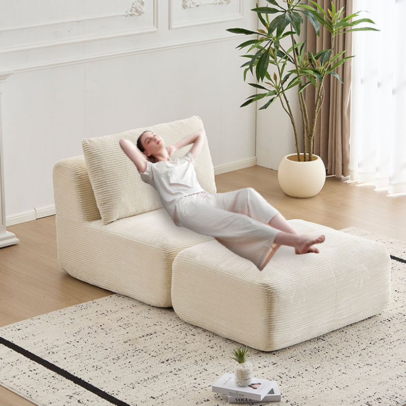 Compressed Sofa, Single Chaise Longue, Movable Ottoman For Living Room - Beige