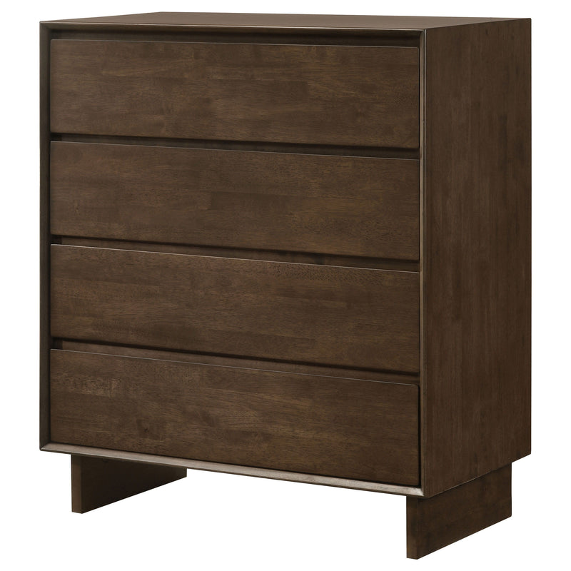 Glenwood - 4-Drawer Chest Of Drawers - Warm Brown