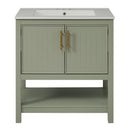 Elegant Bathroom Vanity With Ceramic Sink And Versatile Storage