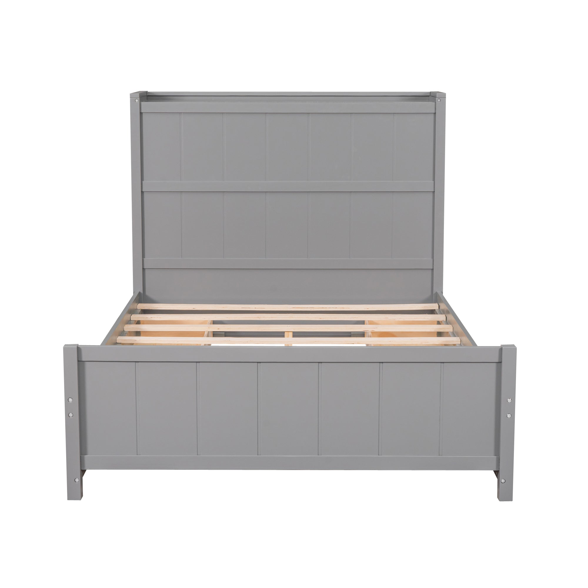 Full Size Platform Bed with Drawers and Storage Shelves, Gray - Atlantic Fine Furniture Melbourne FL