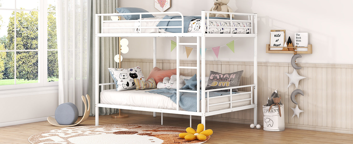 Full Over Full Metal Bunk Bed, White - Atlantic Fine Furniture Melbourne FL