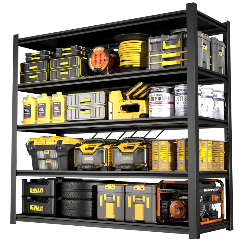 Tall Metal Shelves With Removable Dividers Are High Capacity And Load Bearing For Garages, Kitchens And Offices